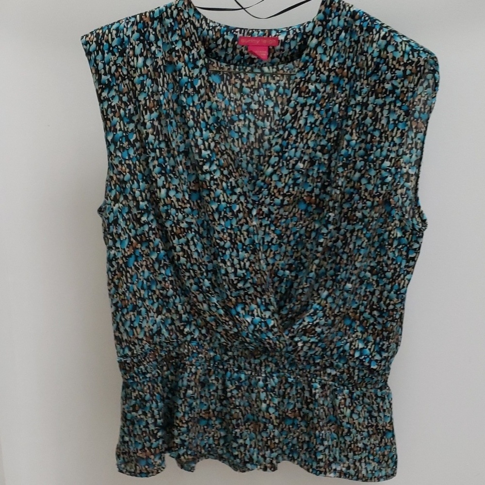 Sunny Leigh Peplum Shell Sleeveless Top, Size L